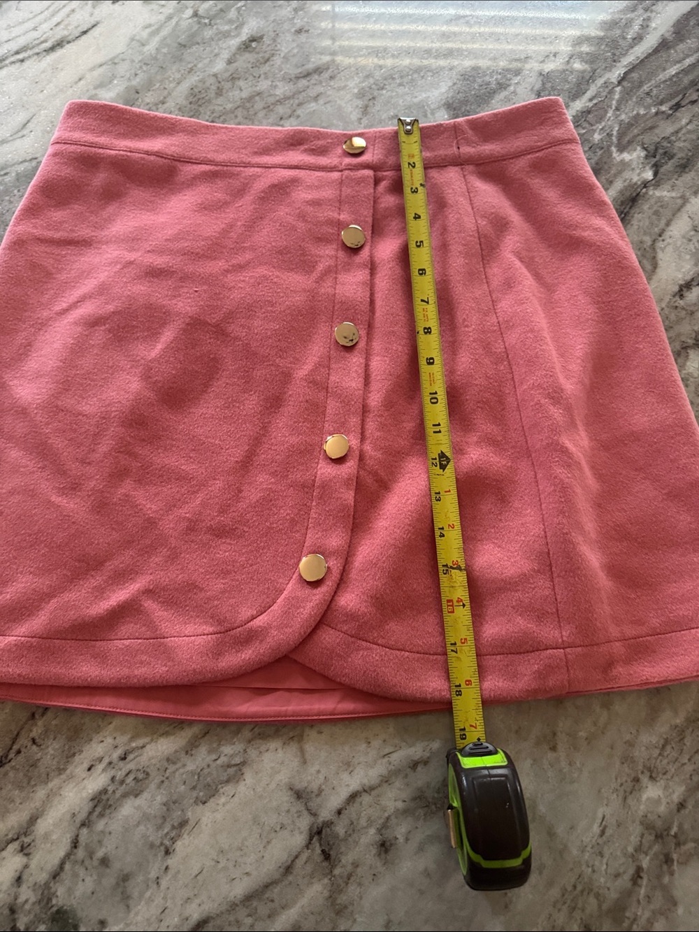 LOFT Coral Pink Wrap-Style Mini Skirt with Gold Buttons - Picture 5 of 6